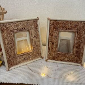 Vintage Frames Handcrafted Ceramic Tooled Floral Western Style Made in Texas